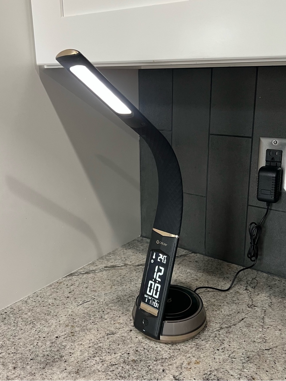 Ottlite LED Desk Lamp with Clock and Wireless Charging Station